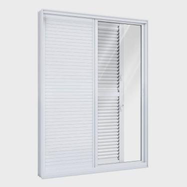 Imagem de Porta de Alumínio Balcão de Correr Lateral Flex 2 Folhas Móveis 1 Fixa Lucasa Eccellente 214,5 x