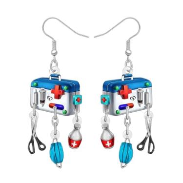 Imagem de DOWAY Acrílico Engraçado Presente de Apreciação de Enfermeira Ambulância Kit Médico Brincos de Coração Pendentes Enfermeira Formatura Presentes para Mulheres Assistentes Médicos Futuras Enfermeiras