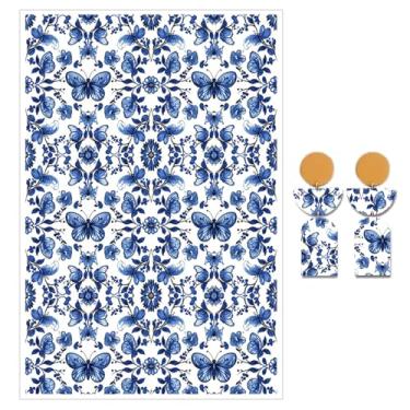 Imagem de Briartw 10 folhas de papel de transferência de argila de polímero borboleta azul, por folha de 10 x 14,8 cm, folhas de transferência de argila de polímero para fazer joias de argila DIY adesivos