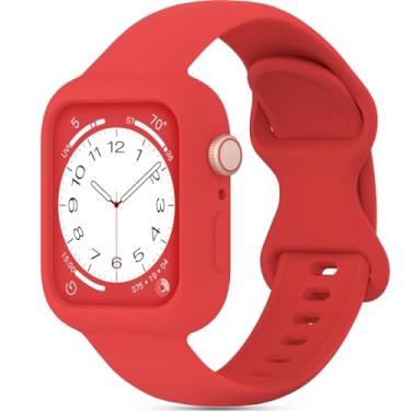 Imagem de Pulseira de silicone compatível com Apple Watch Ultra, série 11, 10, 9, 8, SE, 7, 6, 5, 4, 3, 2 e 1 de 38 mm, 40 mm, 41 mm, 42 mm, 44 mm, 45 mm, 46 mm, 49 mm, 4, 3, 2 e 1