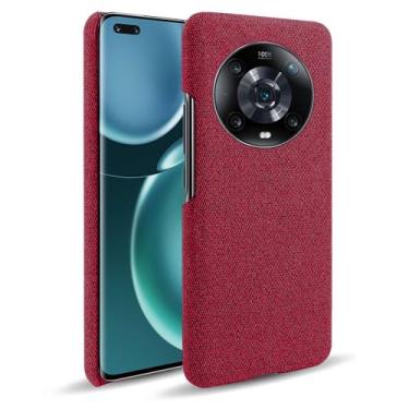 Imagem de Capa para Honor Magic 4 Pro,Capa desenhada em lona,Case Protetora Ultrafina com Empunhadura Macia,Design em Tecido Antichoque e Antiarranhões-Red