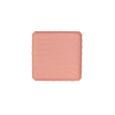 Imagem de Prato de dim sum criativo de bife ocidental listrado esmaltado - prato quadrado ondulado - rosa