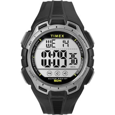Imagem de Timex Relógio digital masculino de 43 mm - pulseira preta com mostrador digital e caixa preta, Preto
