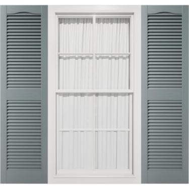 Imagem de TailorMade L11228419 MidAmerica Cathedral Top Center Mullion, venezianas de vinil Lok de instalação de persiana aberta (por par), 30 cm L x 71 cm A, nuvem de tempestade 419