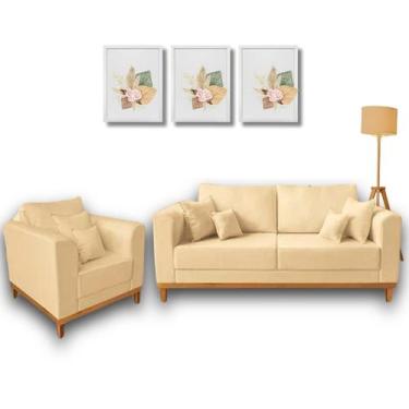 Imagem de Kit Sofá Living Beny 1,40m com Poltrona. - Leonardi, Bege