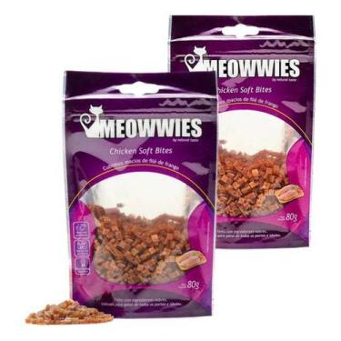 Imagem de 2 Petiscos Para Gatos Natural Em Cubos Chicken Soft Bites - Meowwies