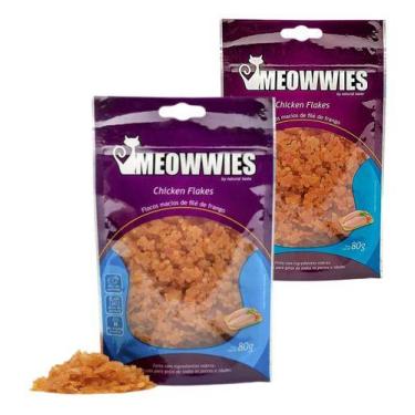 Imagem de 2 Petiscos Meowwies Natural Para Gatos Chicken Flakes