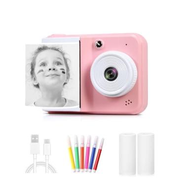 Imagem de Câmera infantil com impressão instantânea, presente de aniversário de Natal para crianças de 3 a 12 anos, câmera digital de 27 MP 1080p, impressora instantânea com papel fotográfico e caneta colorida