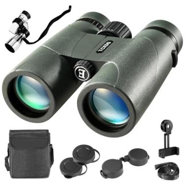 Imagem de Binóculos HD 10 x 42 com adaptador de telefone e monóculos de canto 8 x 20 - binóculos de visão grande com visão clara de pouca luz - Binóculos leves à prova d'água para pássaros, passeios de barco,