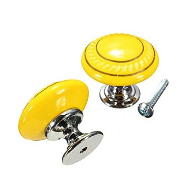 Imagem de Puxador de porta de cerâmica em formato redondo verde 2 peças puxador para quarto das crianças Grande e divertido puxadores de decoração para armário/armário/guarda-roupa/gaveta/banheiro 7 cores