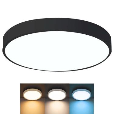 Imagem de Luminária Plafon Led  Sobrepor 3 Tons Teto Moderno Decoração Empresa Quarto Residencial Iluminação Sala Escritorio