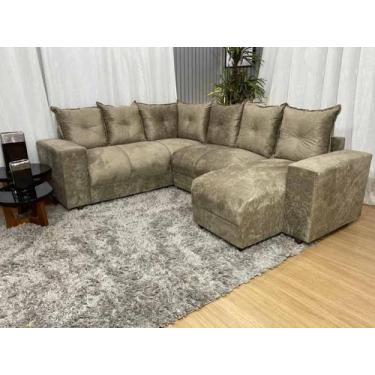 Imagem de Sofá de Canto C/ Chaise - Com 06 Lugares - Veneza Estofados, Bege