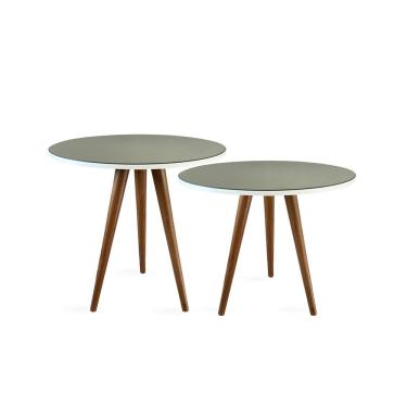 Imagem de Conjunto Mesa Lateral De Canto Tripé Espelhada Branco