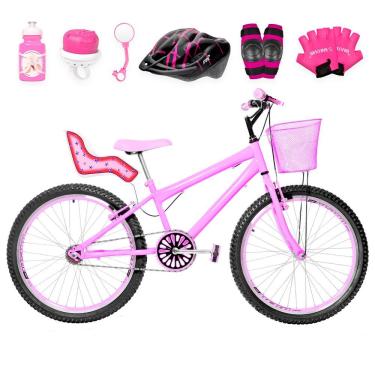 Imagem de Bicicleta Feminina Aro 24 Aero + Kit Premium Cor Rosa