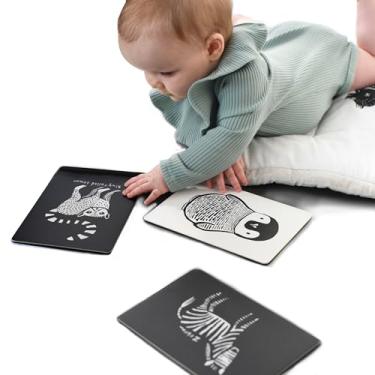 Imagem de Wee Gallery Black and White Art Flash Cards for Babies, High Contrast Educational Animal Picture Cards, Baby Visual Stimulation, Brain and Memory Development in Infants and Toddlers - B&W Animals