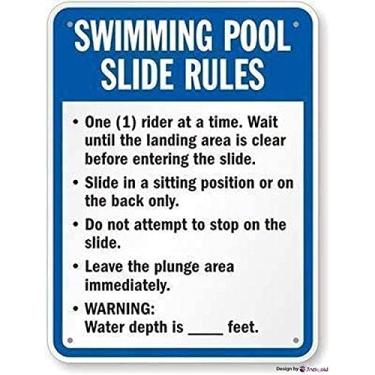 Imagem de Placa de aviso para piscina, réguas, placas de metal em lata, decoração de arte de parede, placa de aviso de segurança para escritório para ambientes externos e internos, 20 x 30 cm