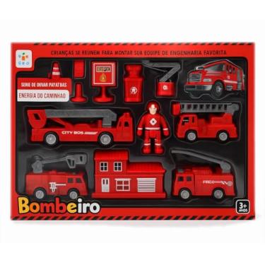 Imagem de Kit Bombeiro Mini Resgate Carrinhos com Cenário Temático Kit 13 Peças Linha Premium M5 Armarinhos