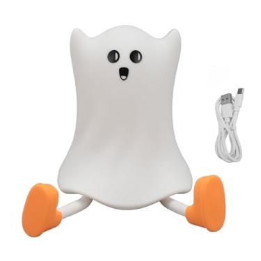 Imagem de Silicone Night Light Recarregável Ghost Lâmpada Dimmable LED Branco Quente 3000K Anti Blue Light Stress Relief Tap Sensor Temporizador Função para Crianças Berçário Quarto