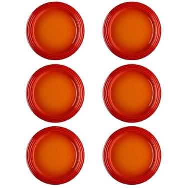 Imagem de Jogo de 6 Pratos Rasos de Cerâmica 22 cm Laranja