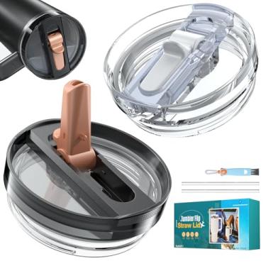 Imagem de Pacote com 2 tampas de substituição para copo Stanley de 1,134 g, design à prova de vazamento e canudo flip, compatível com modelos de 1,134 g, durável e à prova de derramamento, ideal para atividades