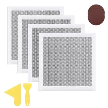 Imagem de Sekonow Pacote com 4 kit de reparo de drywall de 30 x 30 cm autoadesivo, malha de fibra de vidro sobre folha de alumínio remendo de drywall para reparo de furo grande de teto de parede com 2 lixas e 2