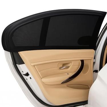 Imagem de EcoNour Protetor solar de tela respirável para banco traseiro (pacote com 2) | Proteja seu bebê e crianças do sol | Defletor de raios UV para janela de carro | Persiana traseira da janela | Elasticidade máxima (Pequeno 48 x 106 cm)