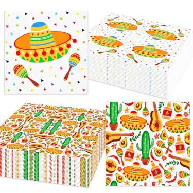 Imagem de JeVenis Guardanapos de papel de festa mexicana descartáveis cinco de maio guardanapos decorativos de jantar para casamento, aniversário, artigos de festa de taco do México