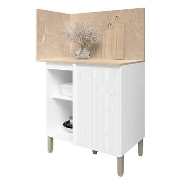 Imagem de Balcão de Canto Reto Com Tampo e Painel 94cm Minsk Branco Z06 - Mpozenato