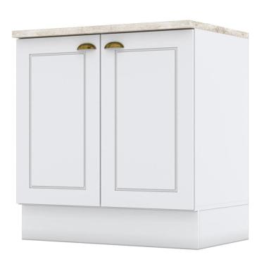 Imagem de Balcão 2 Portas 80cm Americana Branco Com Tampo Cooktop Calcare - Móveis Henn Branco-calcare