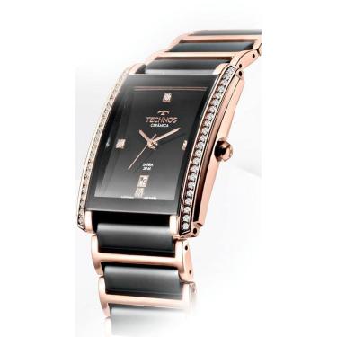 Imagem de Relógio Technos Ceramic Feminino Dourado e Preto