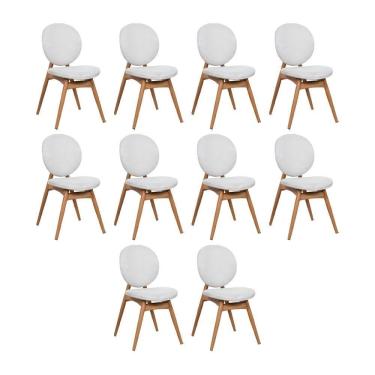 Imagem de Kit 10 Cadeiras De Jantar Lotus Estrutura Aço Carbono Laminado Natural Com Estofado Linho Cru