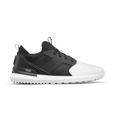 Imagem de TRUE Linkswear Tênis de golfe masculino à prova d'água LUX G, para conforto superior e respirabilidade em todos os climas, Preto, branco, 41