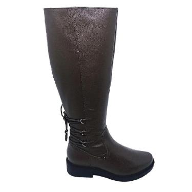 Imagem de Bota Feminina Tchocco Couro Cano Longo Zíper Brunette 38990-Unissex