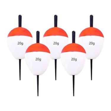 Imagem de menolana 5 peças de bóias de pesca Bobbers EVA oval vermelho branco cor brilhante alta flutuabilidade espuma bóias conjunto para pompano pesca de longo, 20g