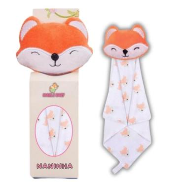 Imagem de Naninha Para Bebê Porta Chupeta Bichinhos - Criativa, Raposa Laranja
