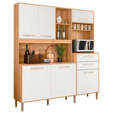 Imagem de Cozinha Compacta 6 Portas 2 Gavetas MDP com Tampo Salsa Nicioli, FREIJ