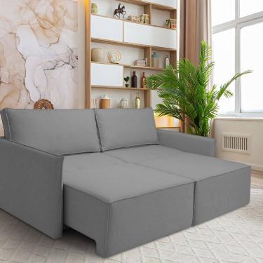 Imagem de Sofá para Sala de Estar Retrátil 198cm X 85cm Tecido Safira Paris Cinza