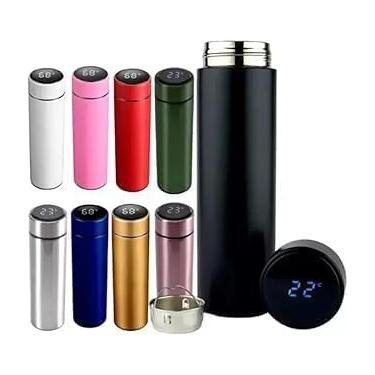 Imagem de Garrafa Térmica Inox Café, Água, Quente e Frio 500ml com Sensor LED de Temperatura – Parede Dupla, Portátil e Antivazamento