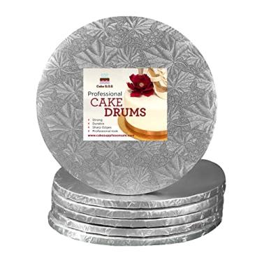 Imagem de 10 inch Silver Round Sturdy Cake Board Drums for Displaying Cakes, 1/2 inch Thick, (6-count)