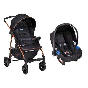 Imagem de Travel System Burigotto Carrinho de Bebê com Bebê Conforto Ecco + Touring X Preto com Cobre