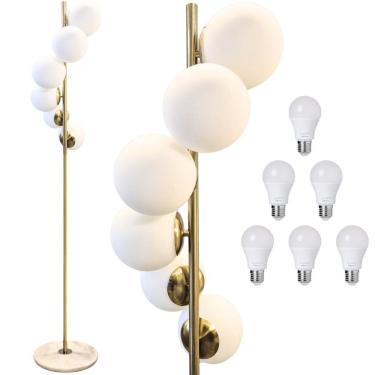 Imagem de Luminária Piso Chão 162Cm Jabuticaba 6 Globos Mármore Gimpo
