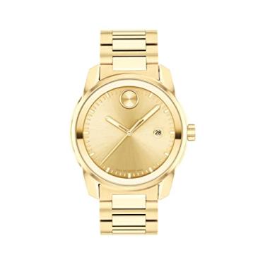 Imagem de Movado Relógio masculino de quartzo suíço com pulseira de aço inoxidável, ouro amarelo, 21 (modelo: 3600861)
