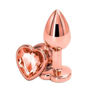 Imagem de Plug Anal em Metal Rose Formato de Coração Tamanho P - Sexy Import