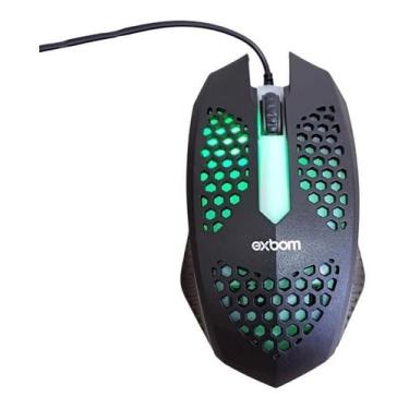 Imagem de Mouse Gamer com Fio LED RGB Exbom – Preto – Alta Precisão