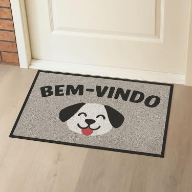 Imagem de Capacho Vinílico Estampado Antiderrapante 60x40cm Cachorro Uzoo