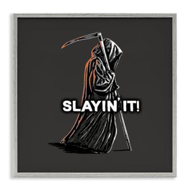 Imagem de Stupell Industries Slayin' It Grim Reaper Gray Framed Giclee Art Design por Jedco Brands, Inc., 17 x 17