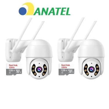 Imagem de Kit 2 Câmera Ip Externa Wifi Full HD Segurança Visão Noturna Speed Dom