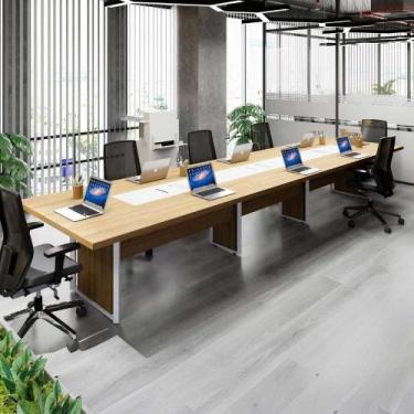 Imagem de Mesa Reunião Corporativa 4,80m 8 Pessoas c/ Cx de Tomadas F5 - F5 Offi