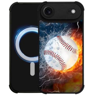 Imagem de DAIZAG Capa para Z10MJ Air, [Compatível com Magsafe] Capa de telefone macia à prova de choque com cantos Air-Guard para meninos e homens, beisebol Ice Fire