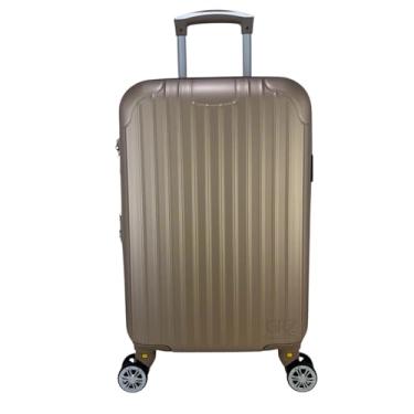 Imagem de Mala De Viagem Bordo Avião 10kg Rígida Cadeado Com Segredo Rodinhas Duplas 360° Impermeável (Bege)